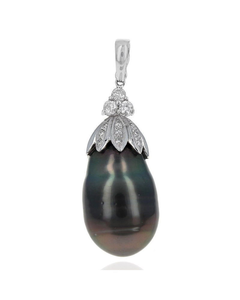 Tahitian Baroque Pearl and Diamond Enhancer Pendant