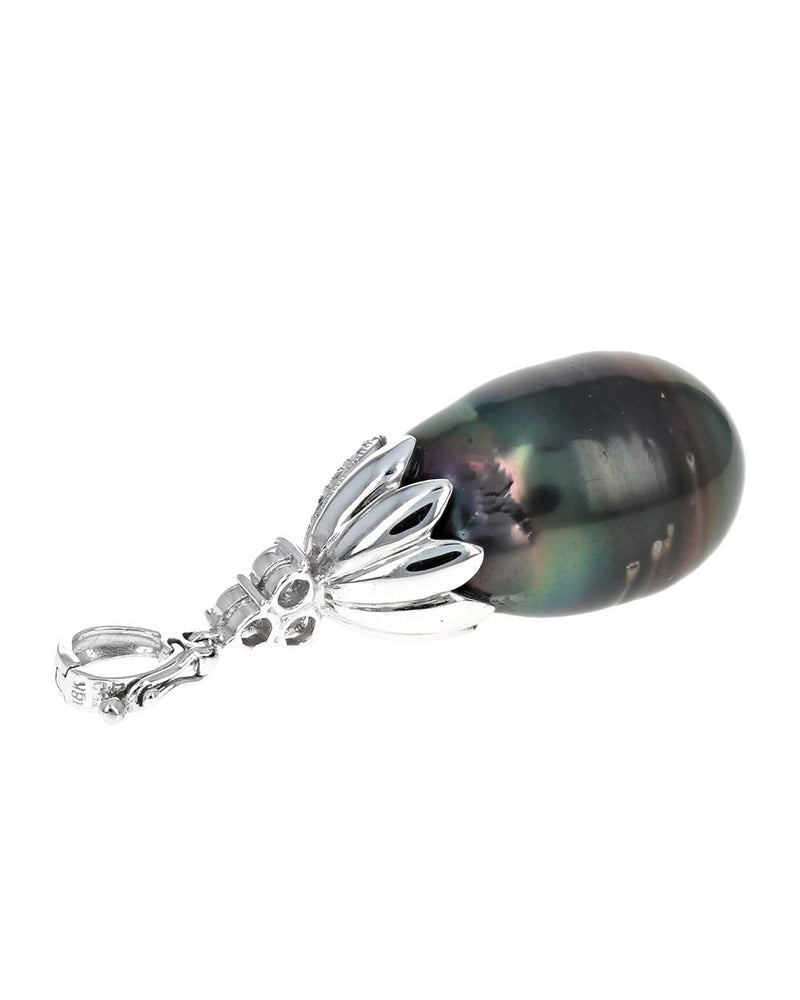 Tahitian Baroque Pearl and Diamond Enhancer Pendant