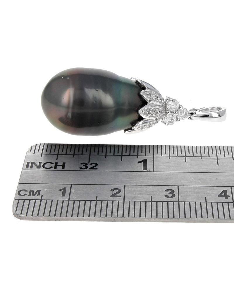 Tahitian Baroque Pearl and Diamond Enhancer Pendant