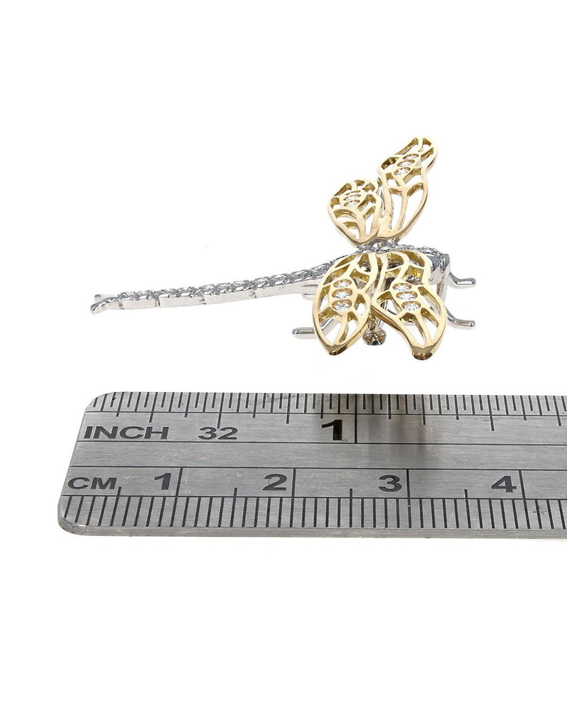 Henry Dankner Diamond Dragonfly Pendant in White and Yellow Gold