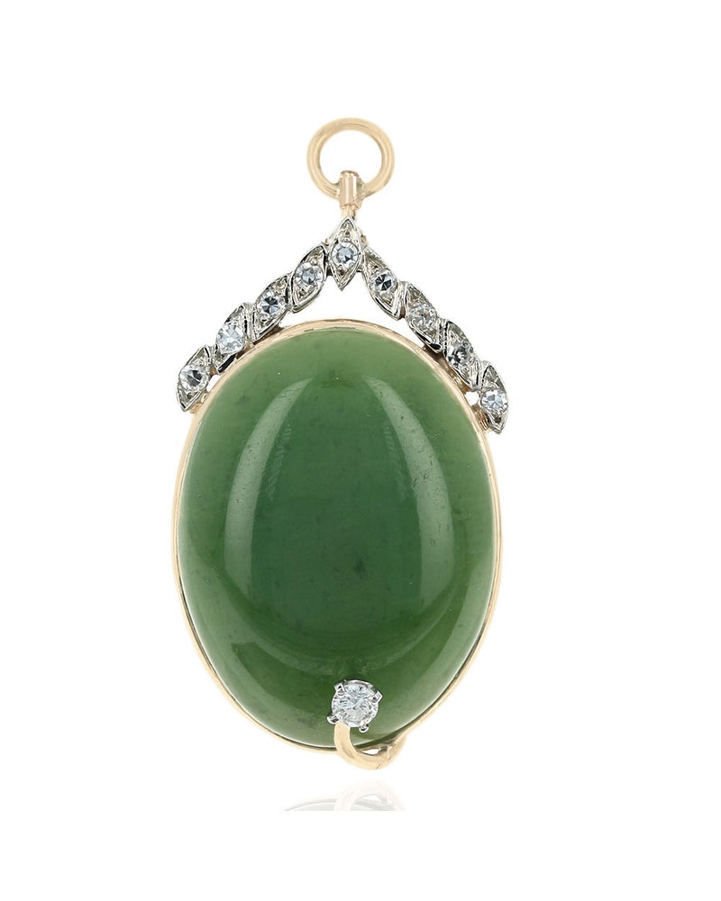 Nephrite Jade and Diamond Pendant in Gold