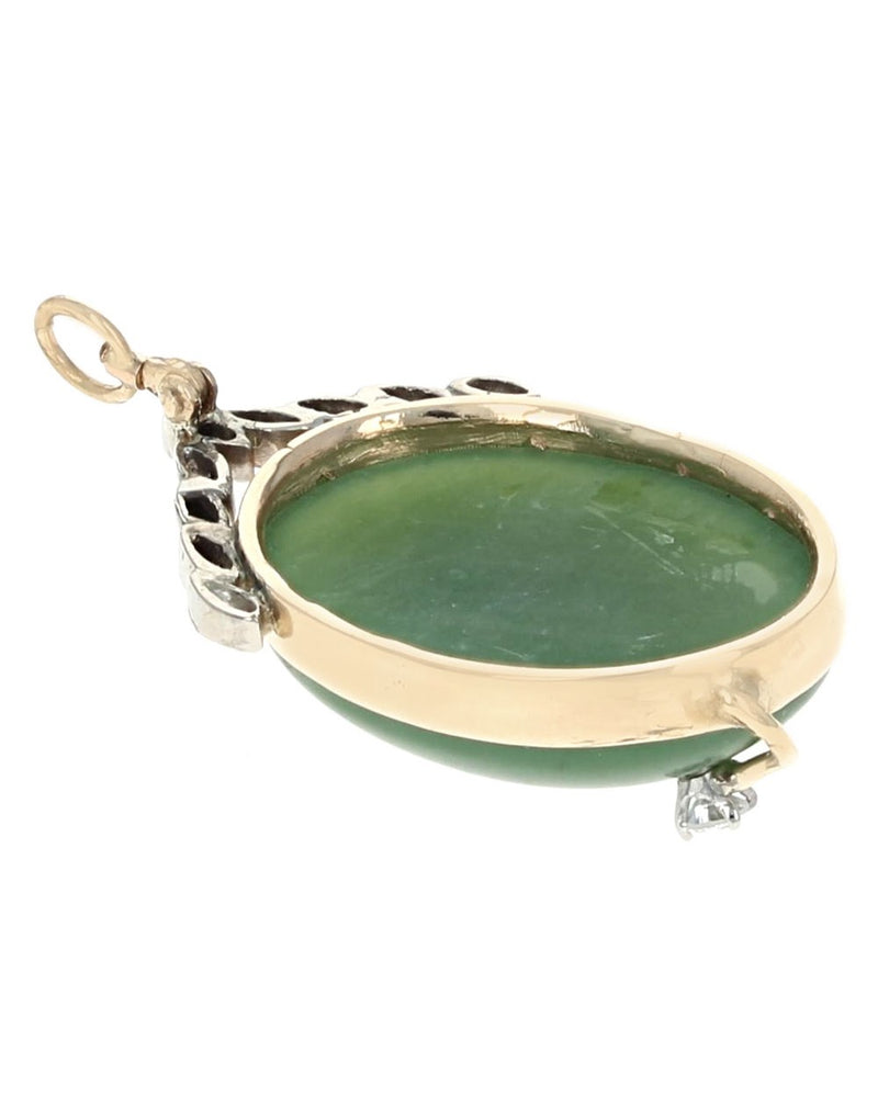 Nephrite Jade and Diamond Pendant in Gold