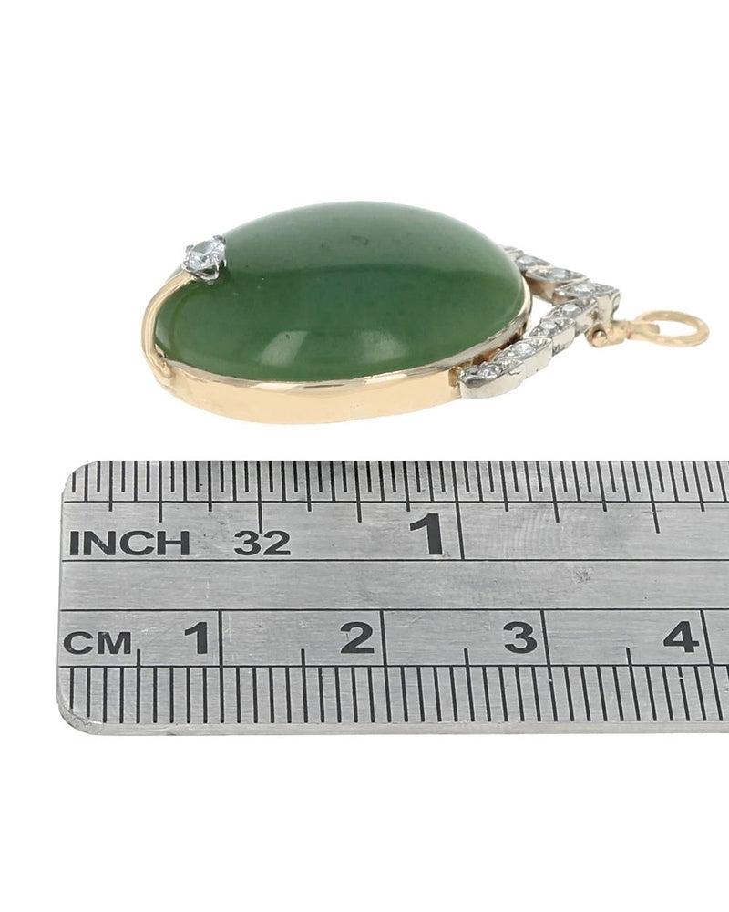 Nephrite Jade and Diamond Pendant in Gold