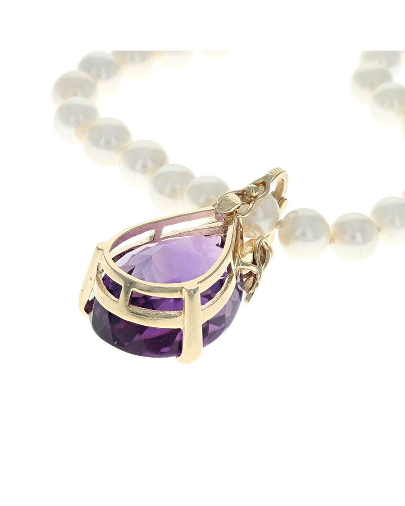 Pear Shaped Amethyst and Diamond Enhancer Pendant in Gold