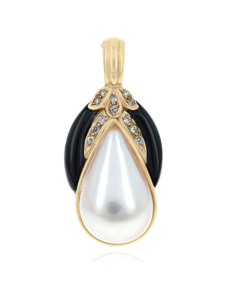 Mabe Pearl, Black Onyx and Diamond Enhancer Pendant