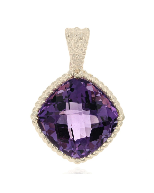 Amethyst Cushion Enhancer Pendant in Gold