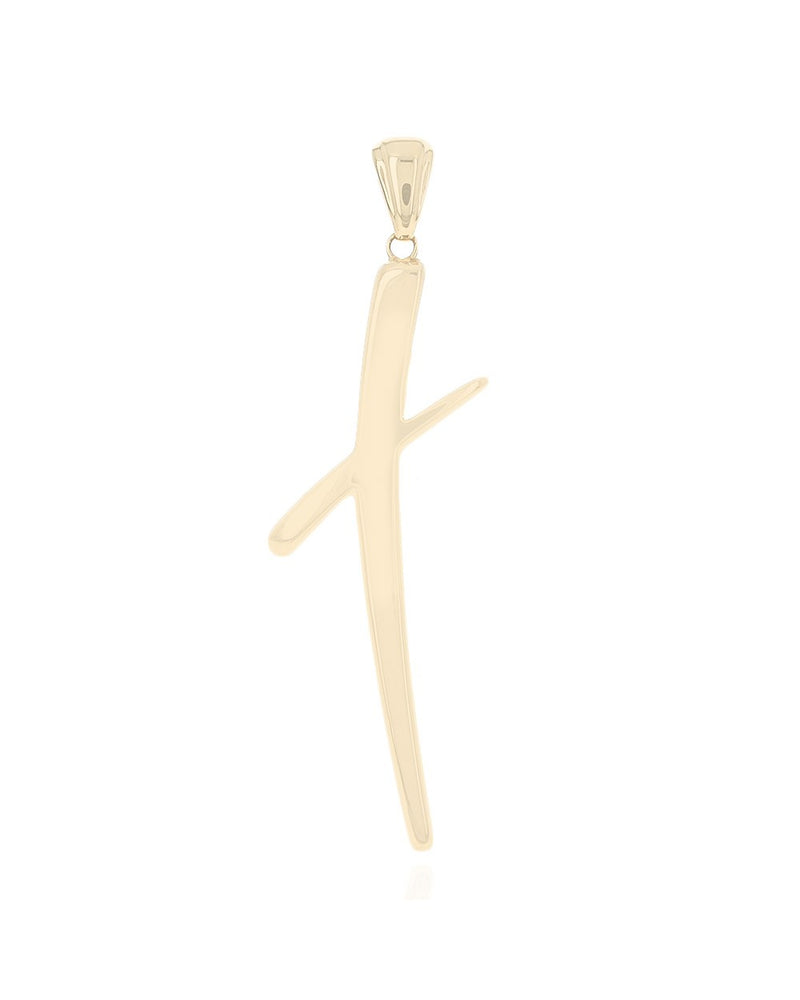 Modern Slanted Cross Pendant in Gold