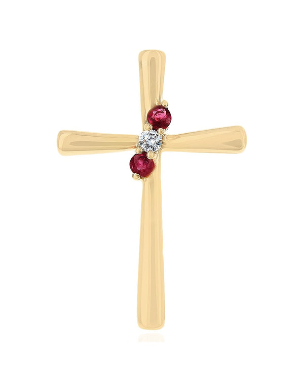 Ruby and Diamond Cross Pendant