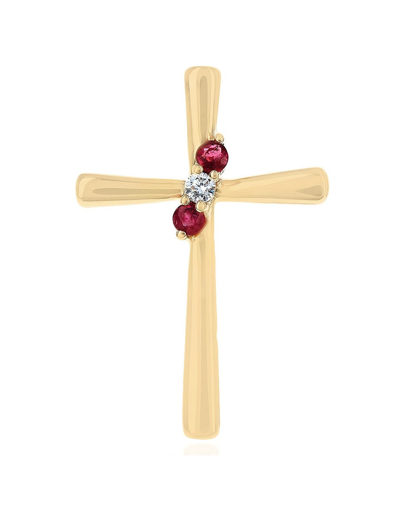 Ruby and Diamond Cross Pendant