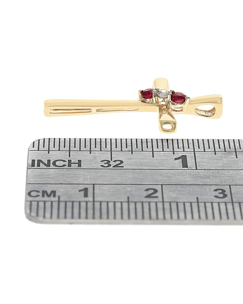 Ruby and Diamond Cross Pendant