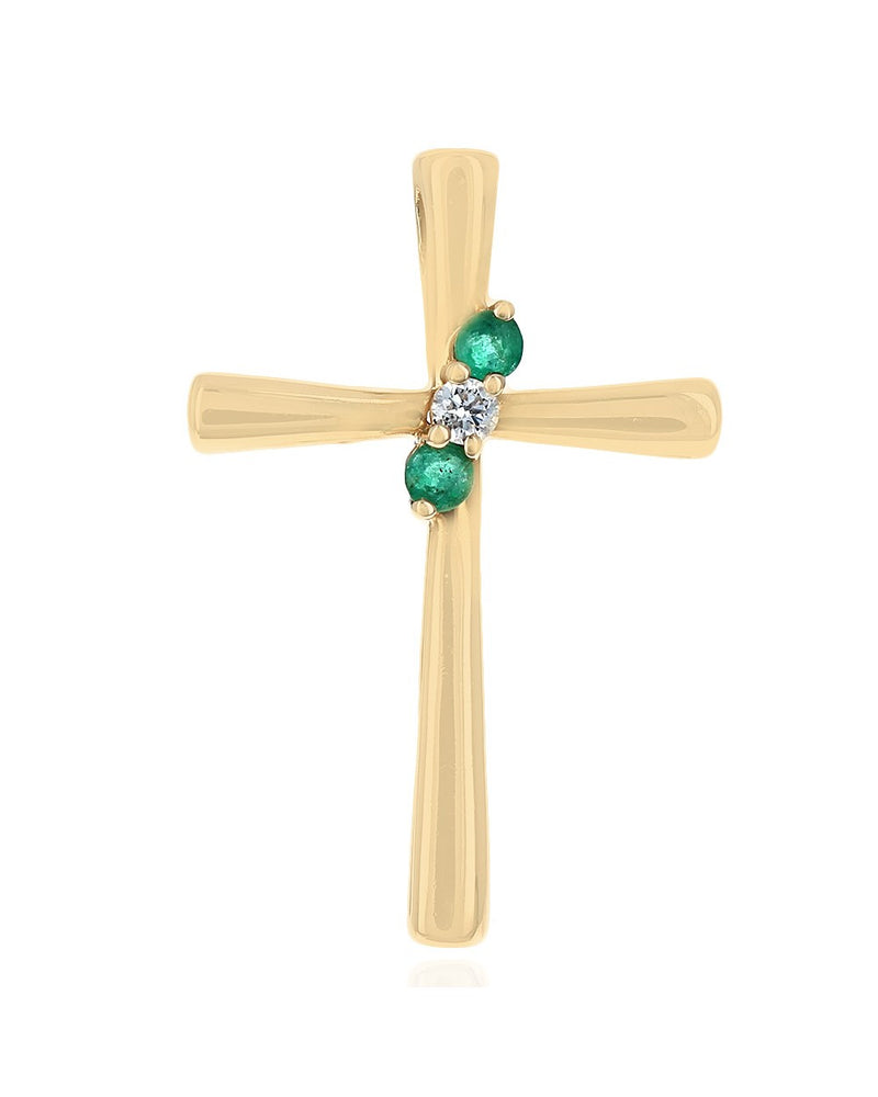 Emerald and Diamond Cross Pendant