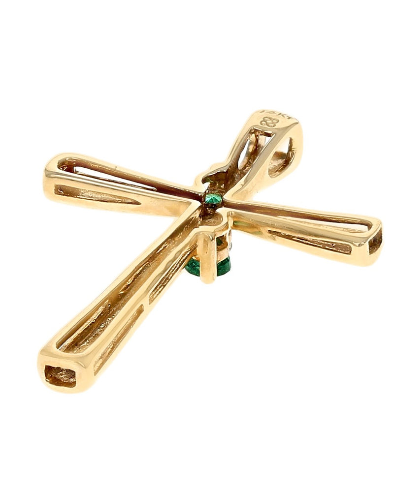 Emerald and Diamond Cross Pendant