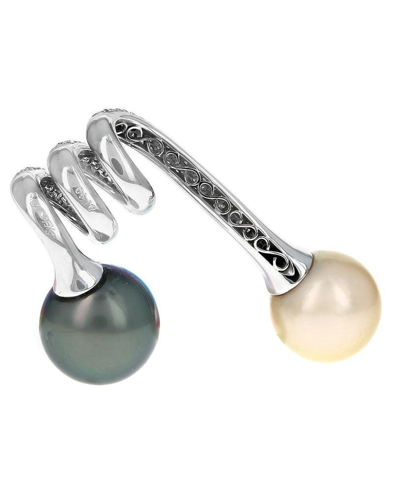 Tahitian and Yellow South Sea Pearl Diamond Pave Wrap Pendant