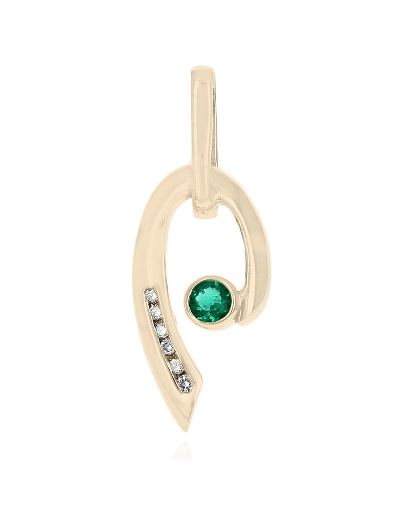 Emerald and Diamond Fashion Pendant in Yellow Gold