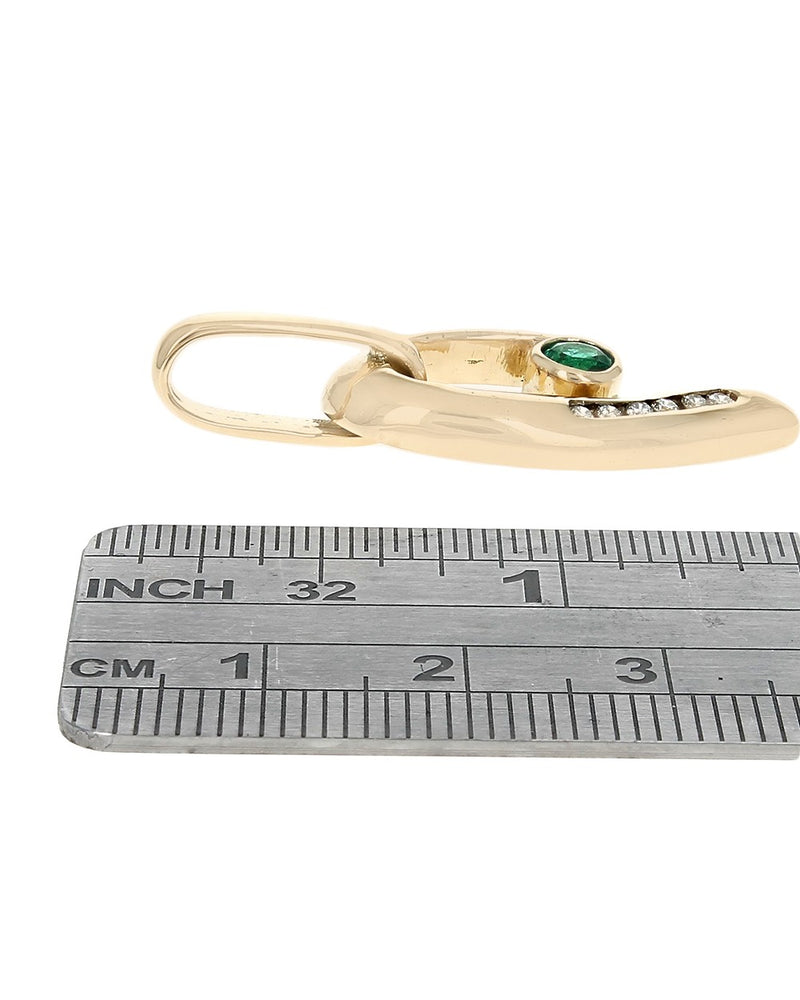 Emerald and Diamond Fashion Pendant in Yellow Gold