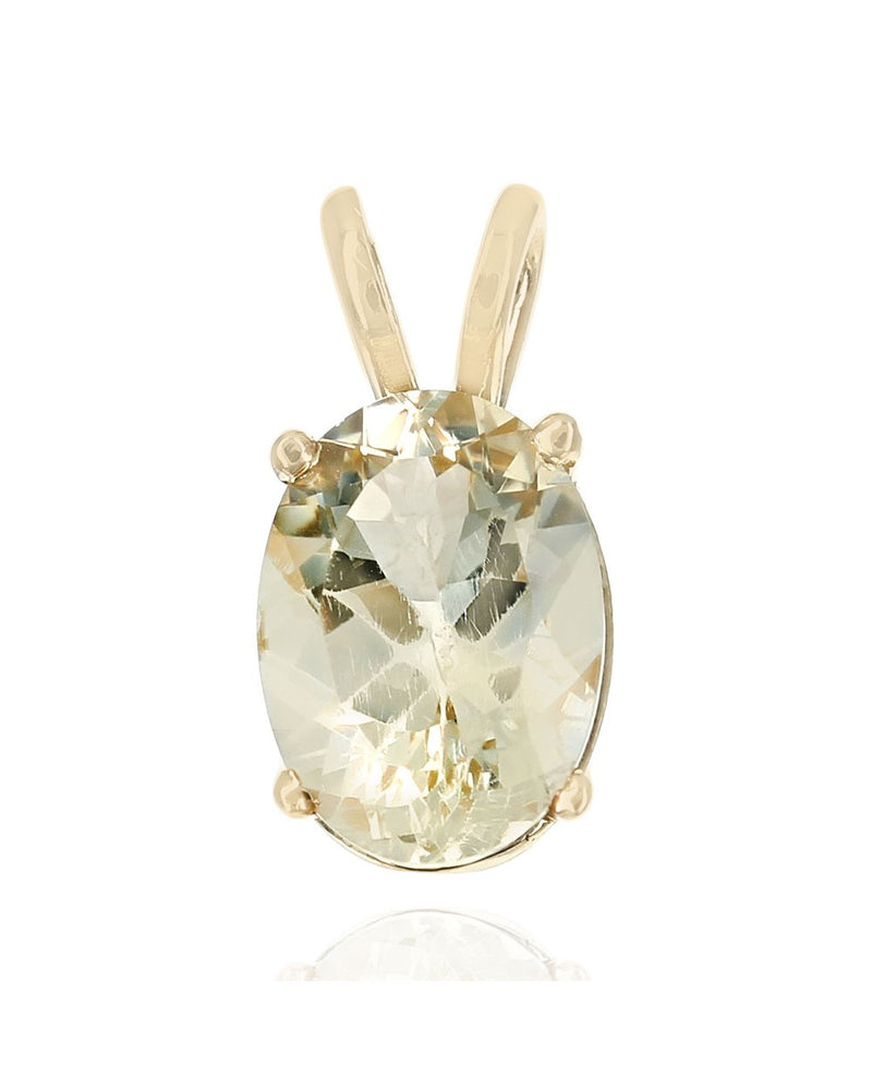 Yellow Labradorite Solitaire Pendant in Yellow Gold