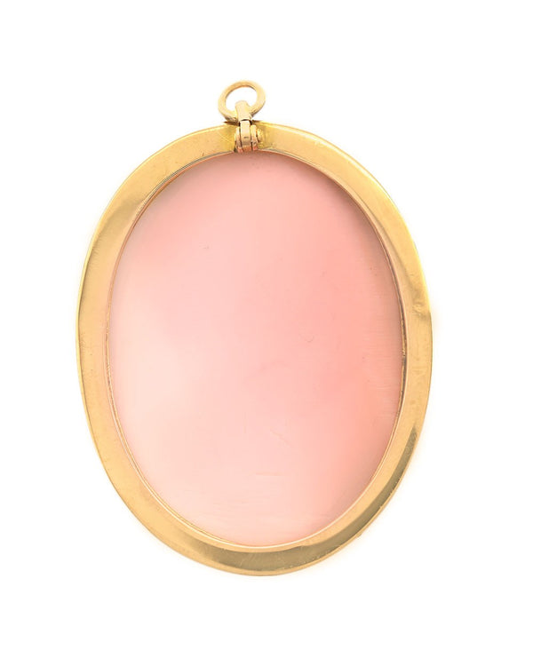 Pink Shell Cameo Pin in Gold