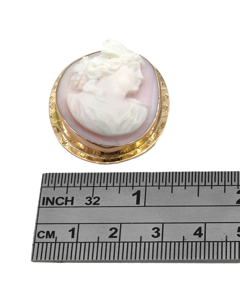 Pink Shell Cameo Pin in Gold