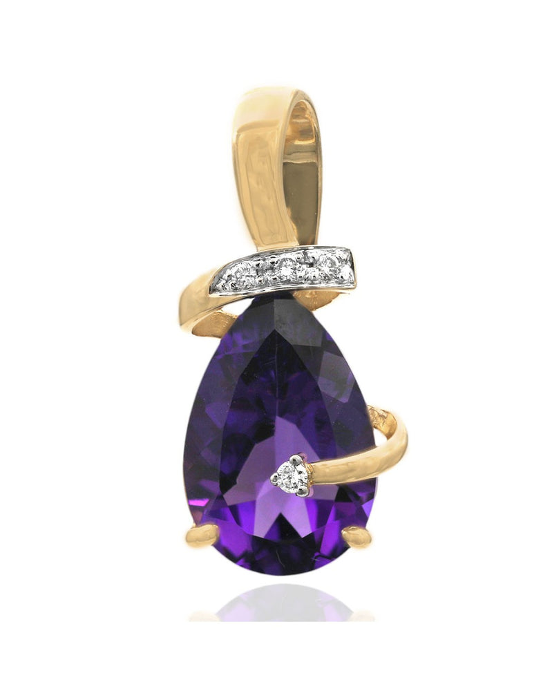 Amethyst and Diamond Fashion Pendant in Yellow Gold