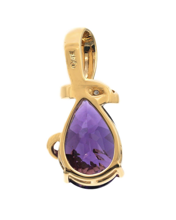 Amethyst and Diamond Fashion Pendant in Yellow Gold