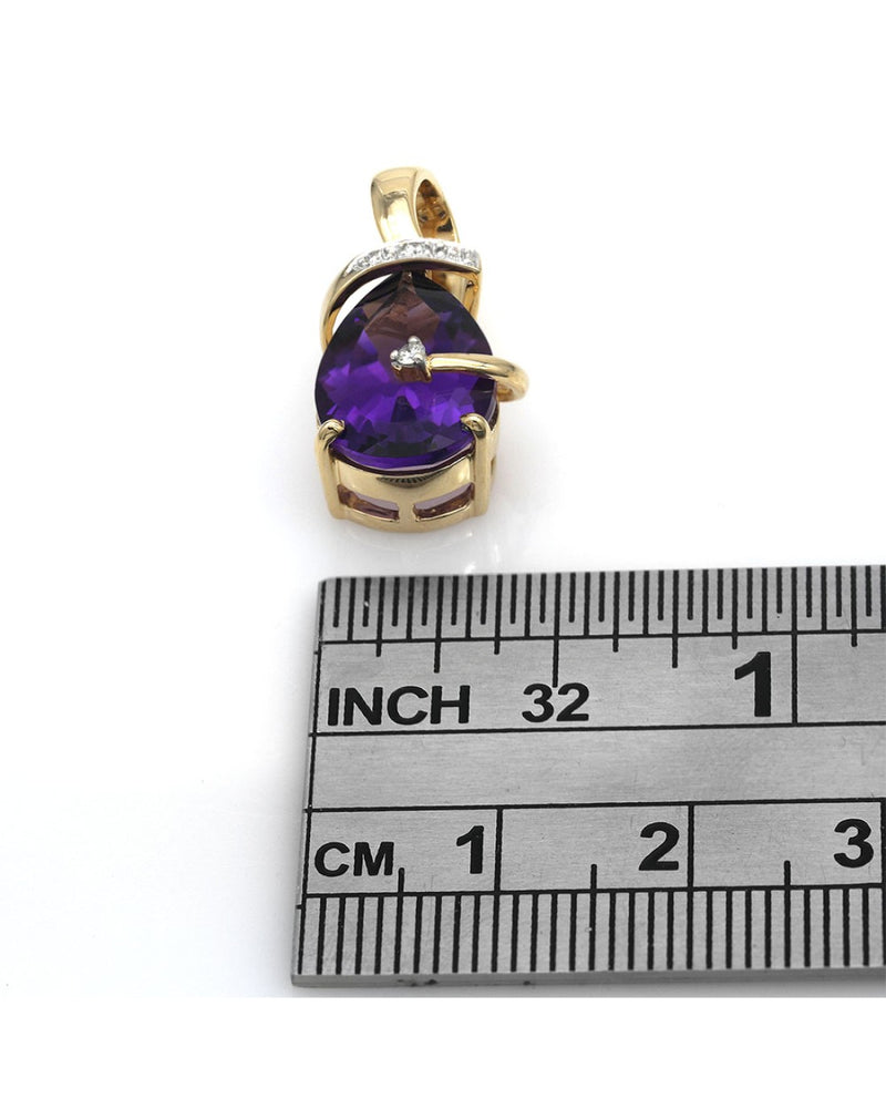 Amethyst and Diamond Fashion Pendant in Yellow Gold