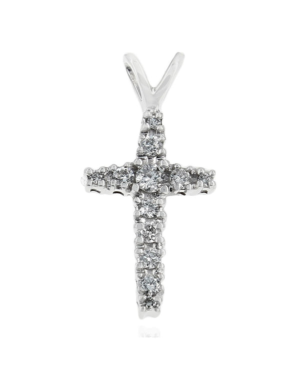 Diamond Cross Pendant in White Gold