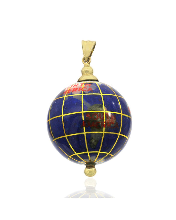 Multi Gem Globe Pendant in Yellow Gold