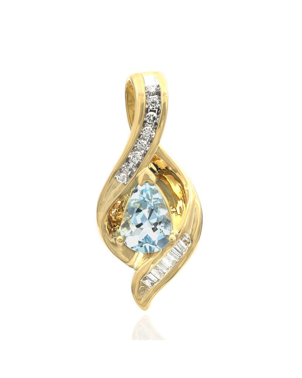 Aquamarine and Diamond Slider Pendant in White and Yellow Gold