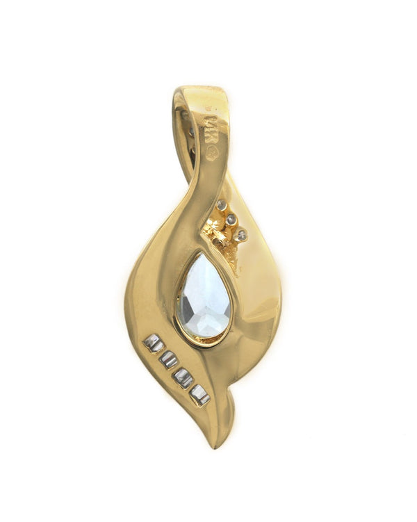 Aquamarine and Diamond Slider Pendant in White and Yellow Gold