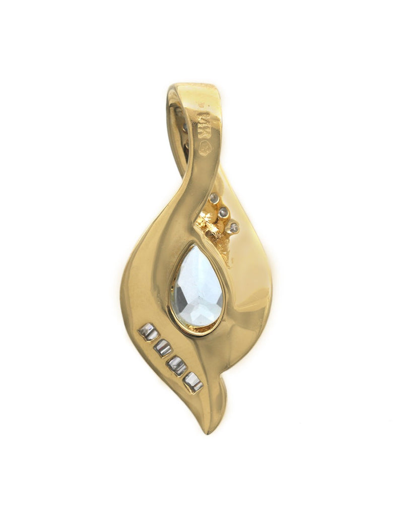 Aquamarine and Diamond Slider Pendant in White and Yellow Gold