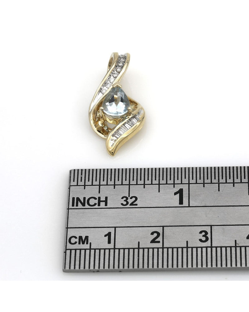 Aquamarine and Diamond Slider Pendant in White and Yellow Gold