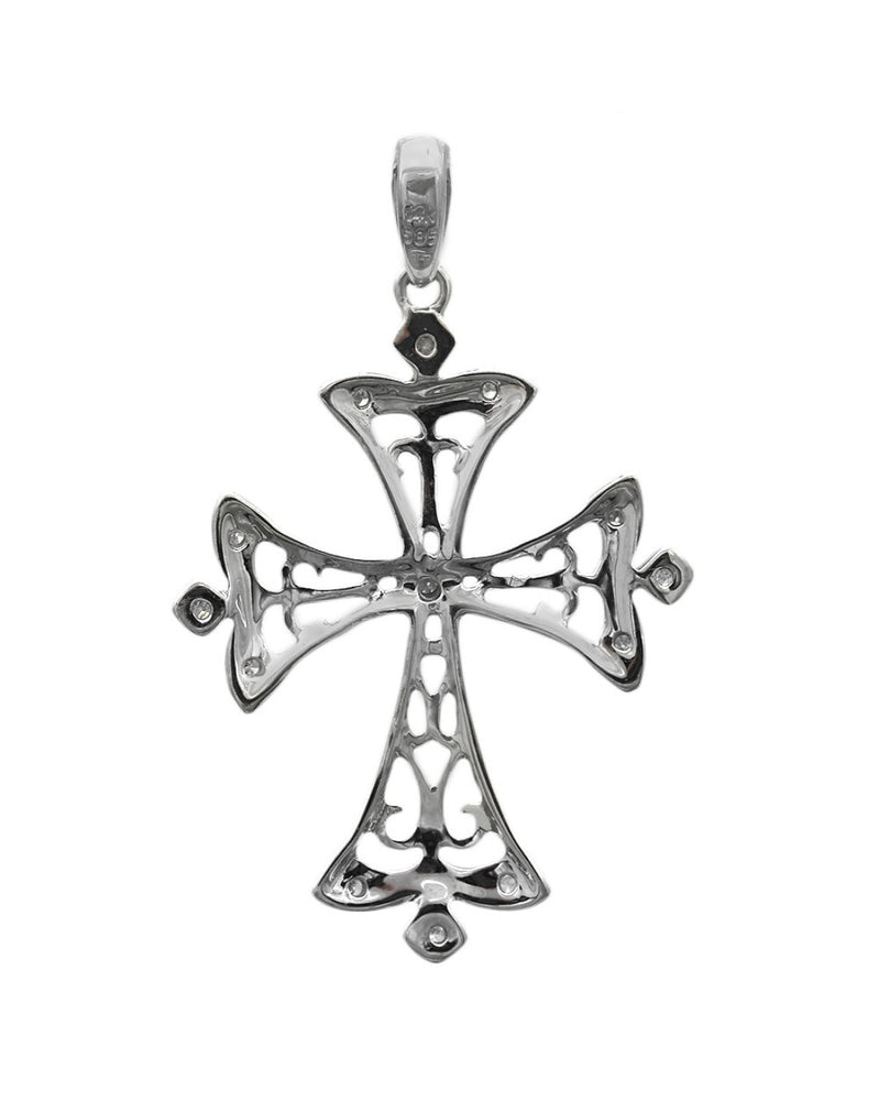 Diamond Filigree Cross Pendant in White Gold