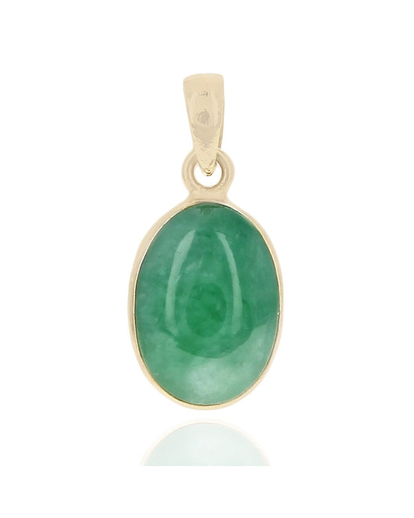 Jadeite Jade Drop Pendant in Yellow Gold