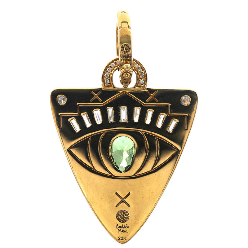 Buddha Mama Tourmaline Diamond Enamel Guitar Pick Pendant