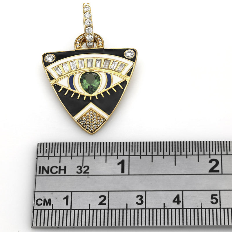 Buddha Mama Tourmaline Diamond Enamel Guitar Pick Pendant