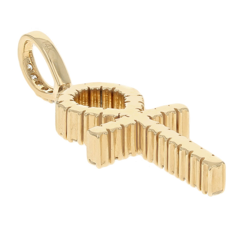 18K Yellow Gold Diamond Ankh Pendant