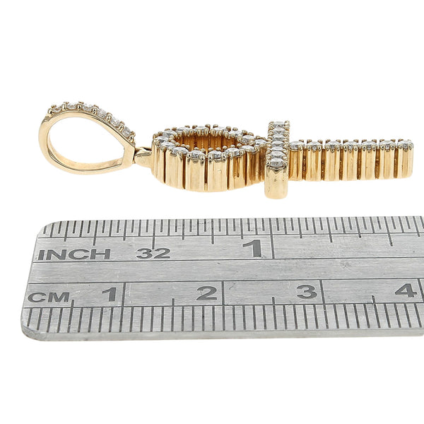 18K Yellow Gold Diamond Ankh Pendant