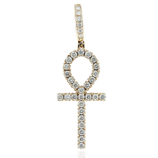 18K Yellow Gold Diamond Ankh Pendant