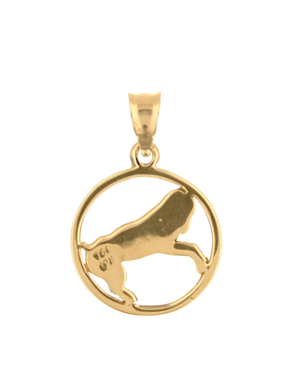 Ram Silhouette Open Cut Medallion Pendant in Yellow Gold