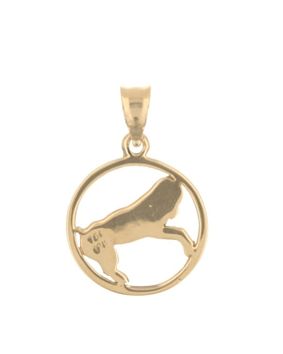 Ram Silhouette Open Cut Medallion Pendant in Yellow Gold