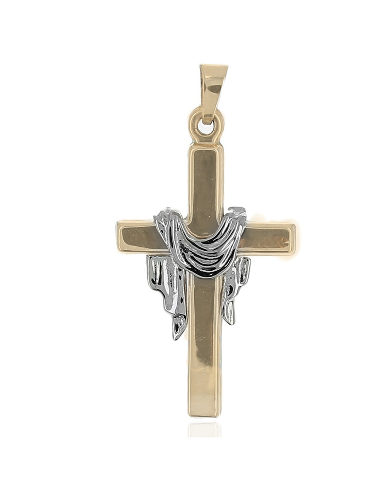 2 Tone Draped Cross Pendant