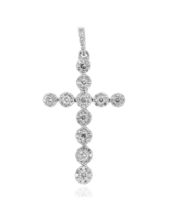 Diamond Halo Cross Pendant in White Gold