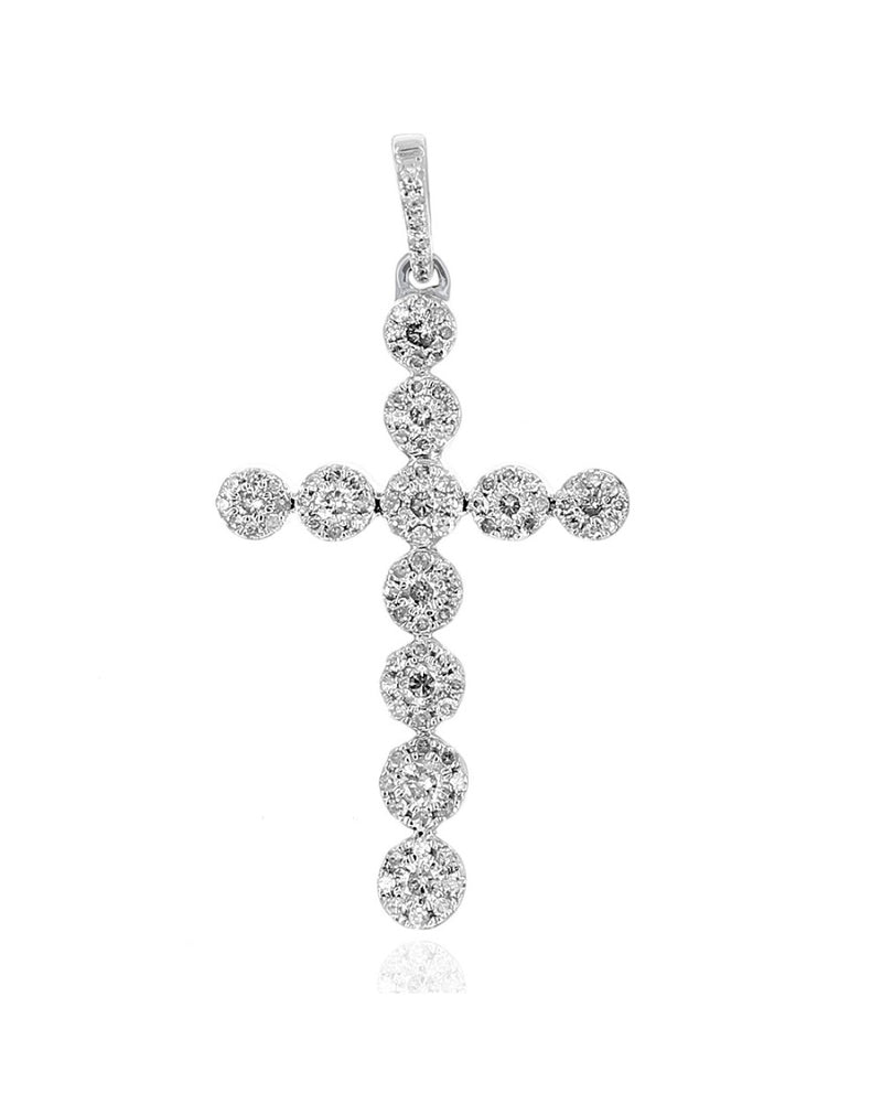 Diamond Halo Cross Pendant in White Gold