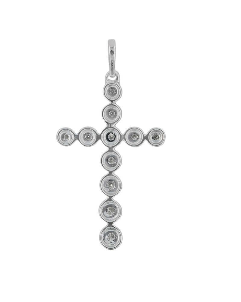 Diamond Halo Cross Pendant in White Gold