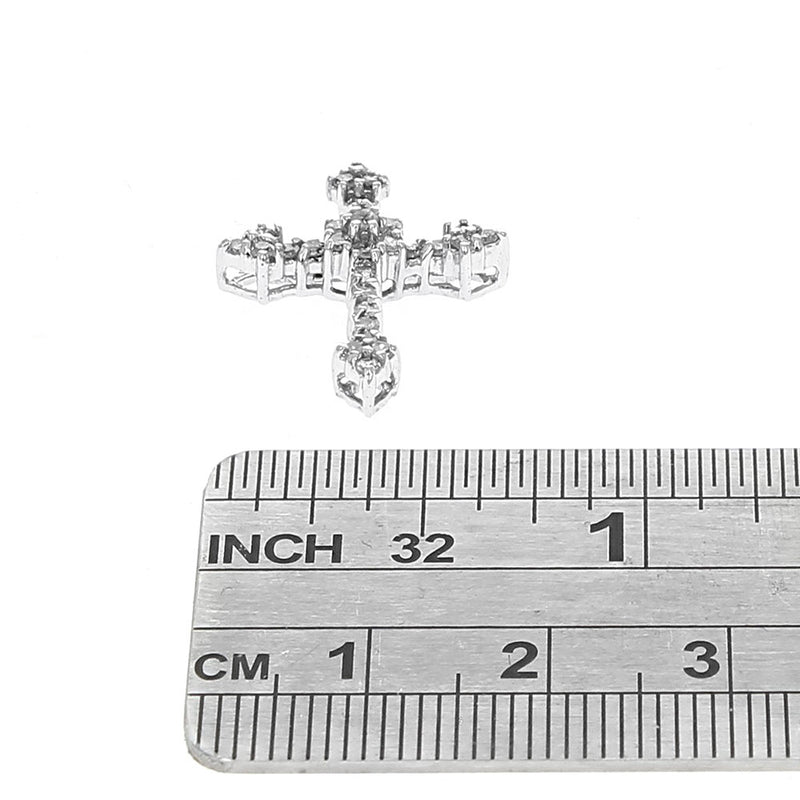 10K White Gold Diamond Cross Pendant