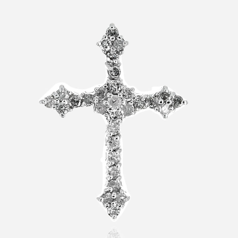10K White Gold Diamond Cross Pendant