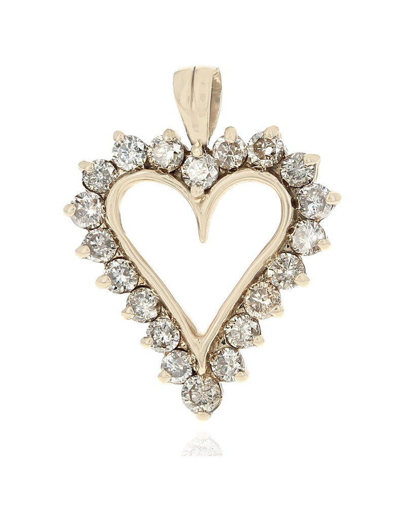 Diamond Open Heart Pendant in Yellow Gold