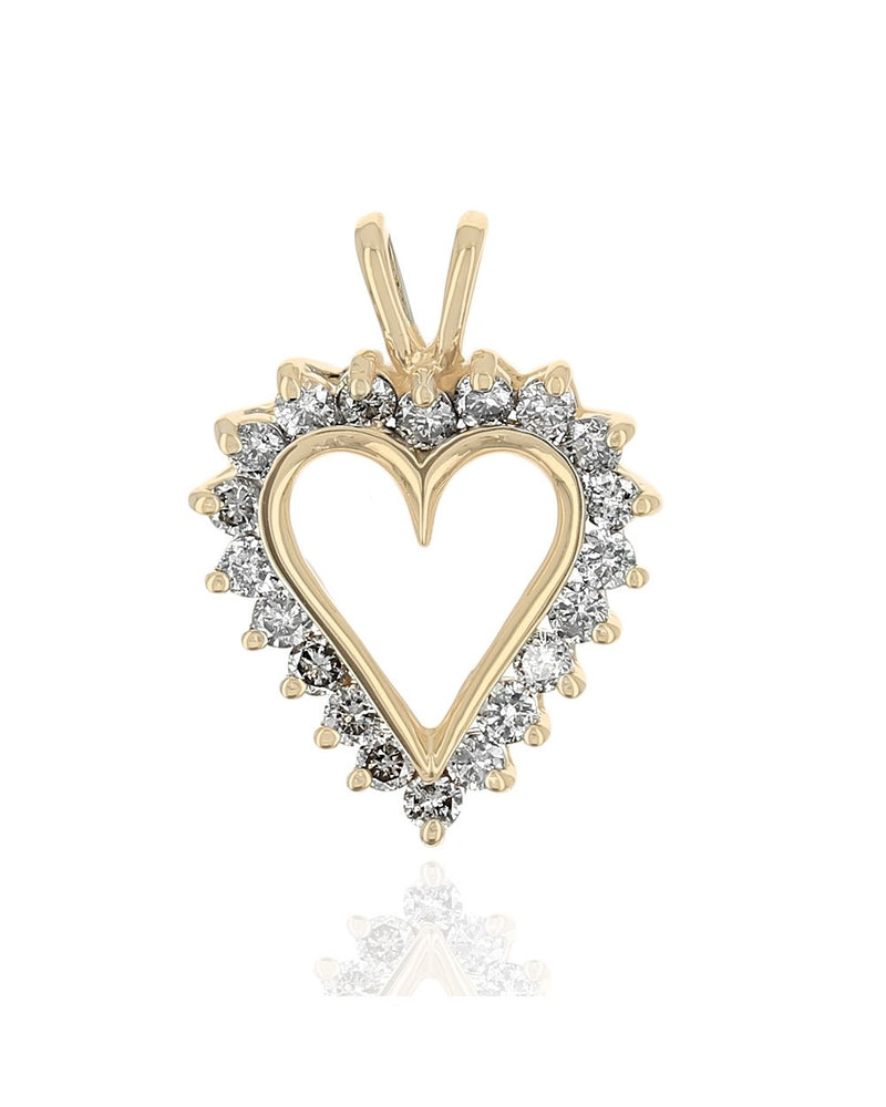 Diamond Open Heart Pendant in Yellow Gold