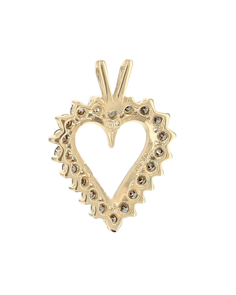 Diamond Open Heart Pendant in Yellow Gold