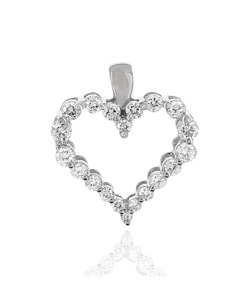 Diamond Open Heart Pendant in White Gold